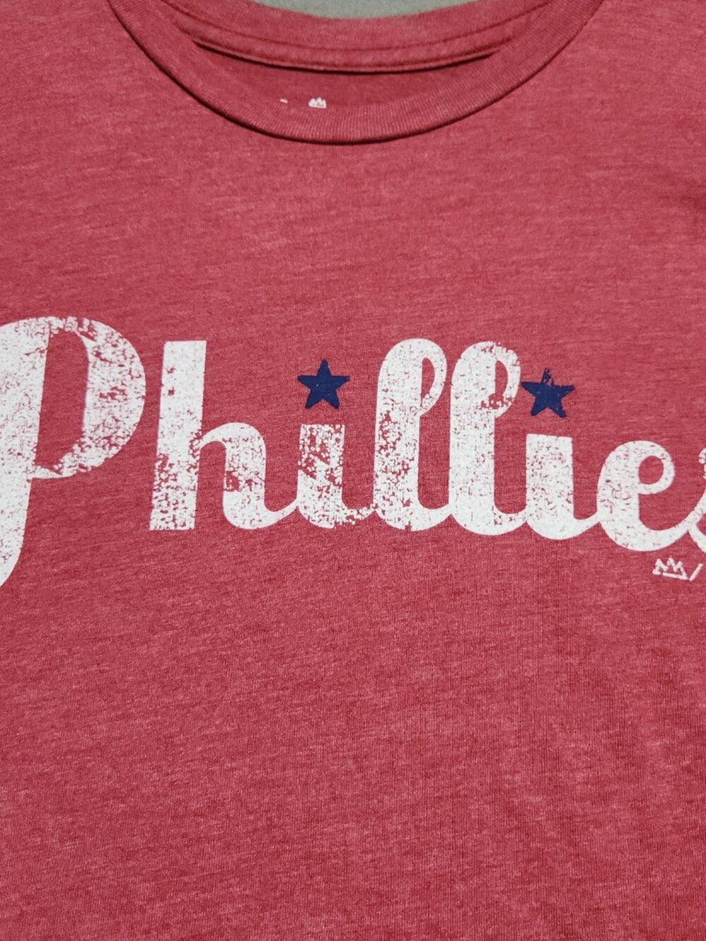 Majestic Philadelphia Phillies T Shirt M Cotton Graphic Tee Red Heather 127 - Picture 3 of 10